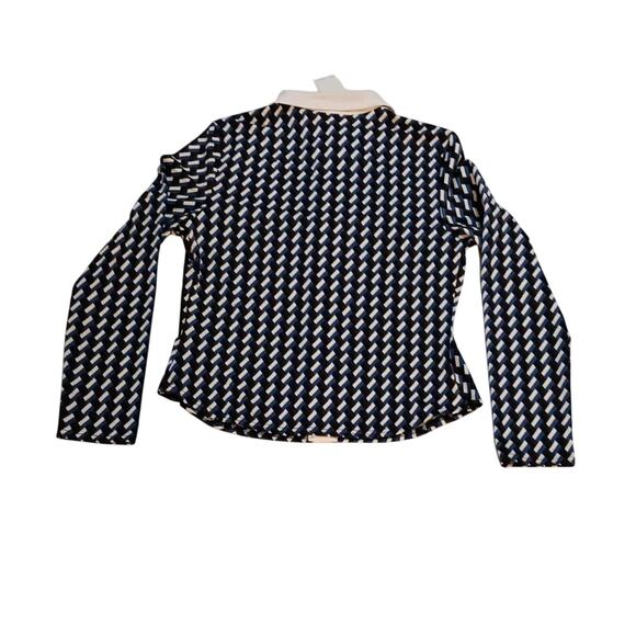 MELLODAY Top Women's Small Long Sleeve Geometric Collared V-Neck Pullover NWT - Picture 5 of 11